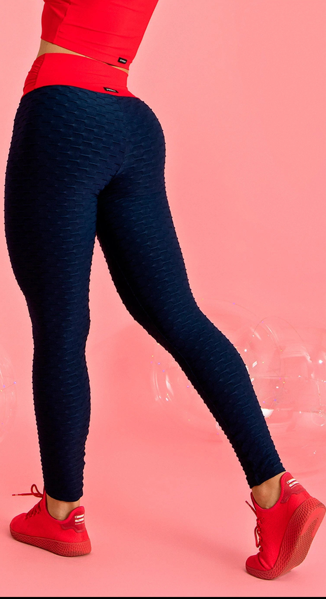 Anti Cellulite - Stripes Scrunch Booty Leggings - Purple & Black